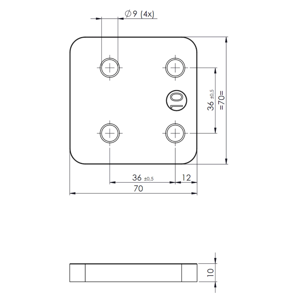 Miniatuur van GB drukplaat zonder sleuf 70x70x10mm - groen per 48 stuks (34710.B048)