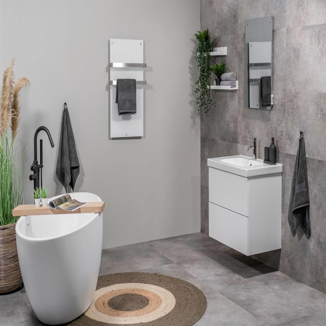 Miniatuur van Eurom Sani 400 badkamer infrarood verwarming 400W met handdoekbeugels, WiFi en app (350067)