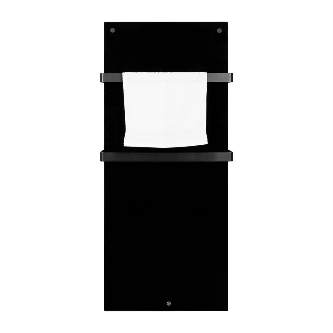 Miniatuur van Eurom Sani 600 badkamer infrarood verwarming 600W met handdoekbeugels, WiFi en app - zwart (350357)