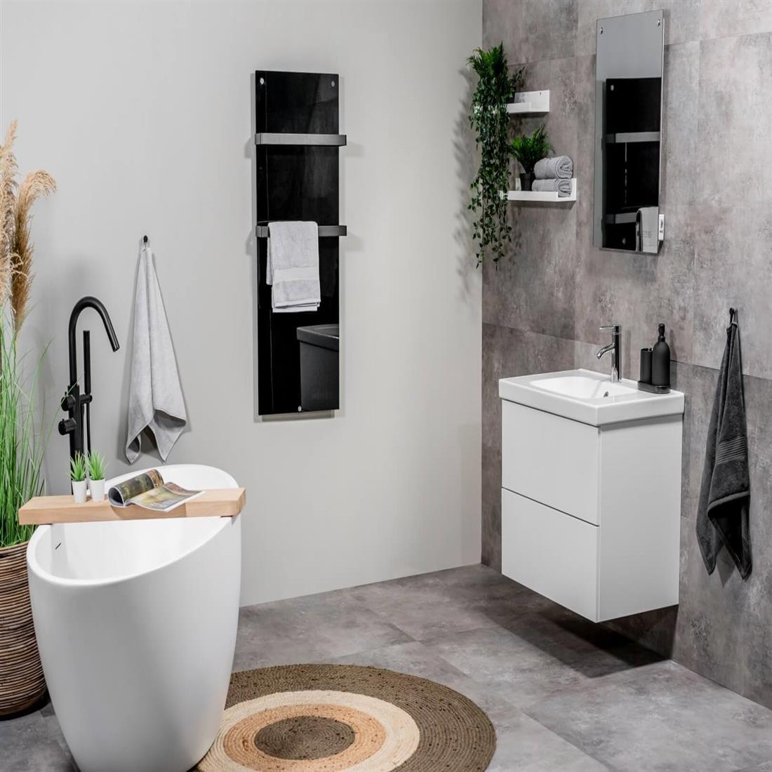 Miniatuur van Eurom Sani 800 badkamer infrarood verwarming 800W met handdoekbeugels, WiFi en app - zwart (350395)