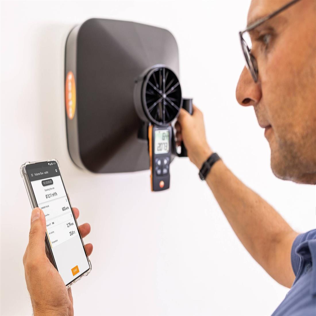 Miniatuur van Testo vleugelradanemometer 100mm met met meettrechters (2x) en tas 417 set 1 (05631471)