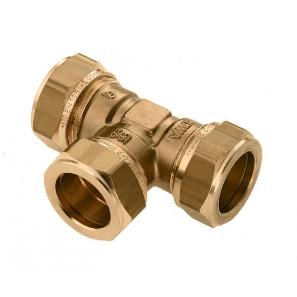 Miniatuur van Bonfix t-koppeling messing knelfitting 15mm x 15mm x 15mm (82501)