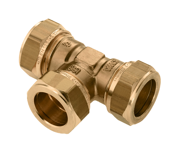Miniatuur van Bonfix t-koppeling messing knelfitting 22mm x 22mm x 22mm (82502)