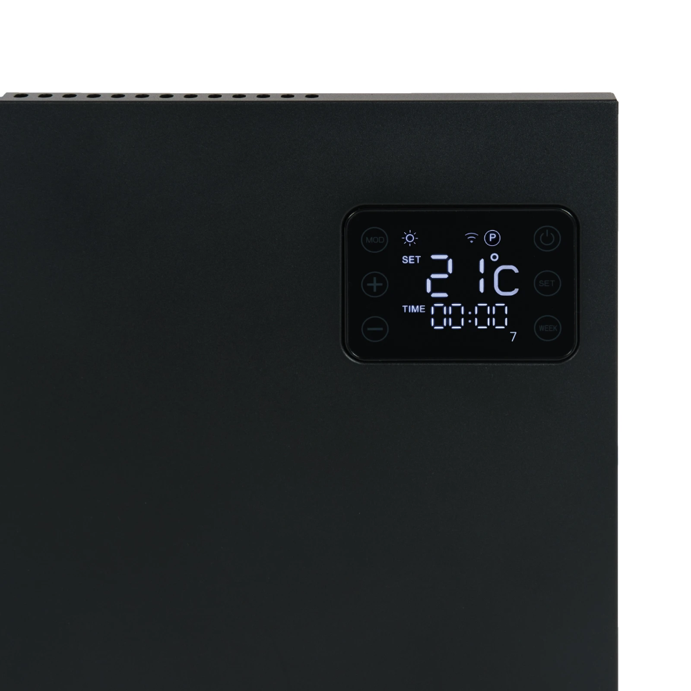 Miniatuur van Eurom alutherm elektrische kachel 1200W extra smal met Wifi en app - zwart (360561)
