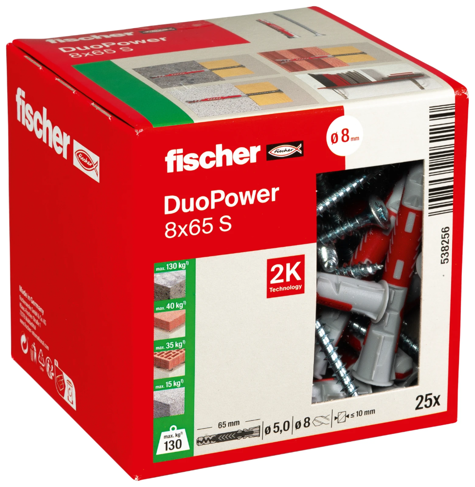 Miniatuur van Fischer DuoPower 8x65 met schroef - 25 stuks (538256)