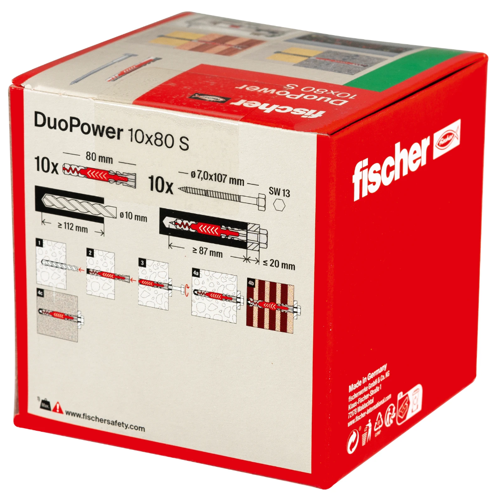 Miniatuur van Fischer DuoPower 10x80 met zeskantschroef - 10 stuks (538257)