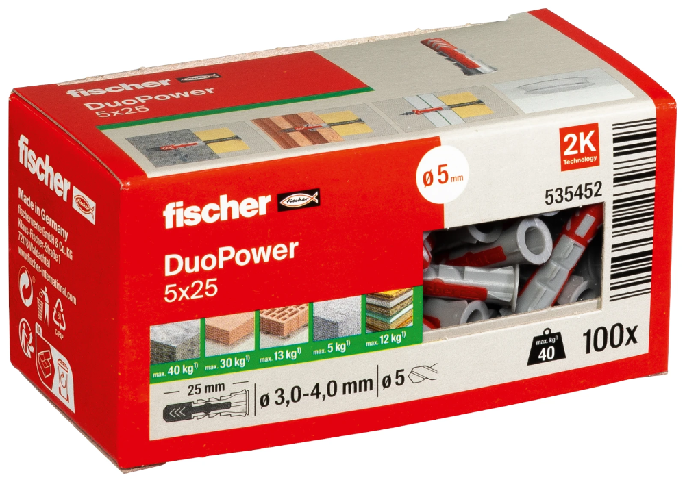 Miniatuur van Fischer DuoPower plug 5x25 - 100 stuks (535452)