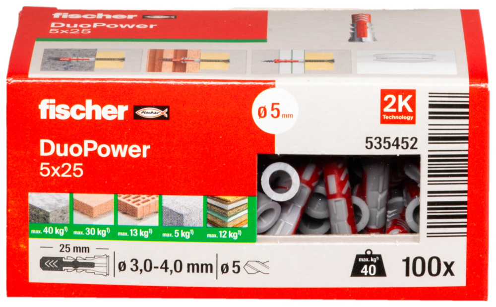 Miniatuur van Fischer DuoPower plug 5x25 - 100 stuks (535452)