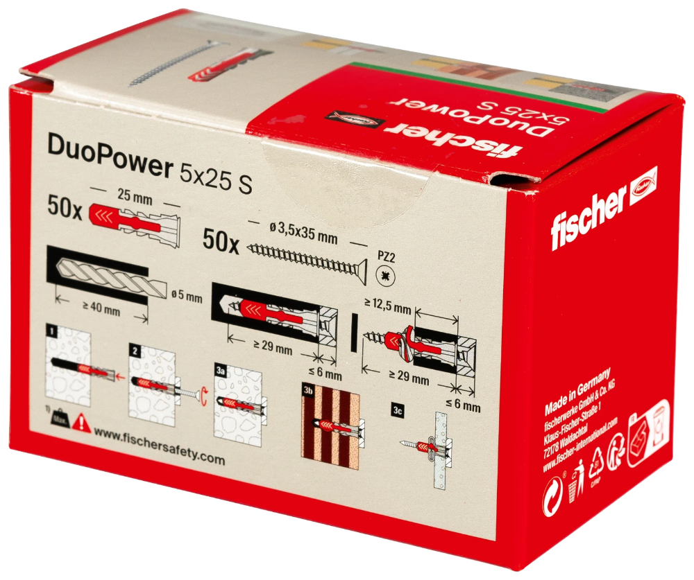 Miniatuur van Fischer DuoPower 5x25 met schroef - 50 stuks (535458)