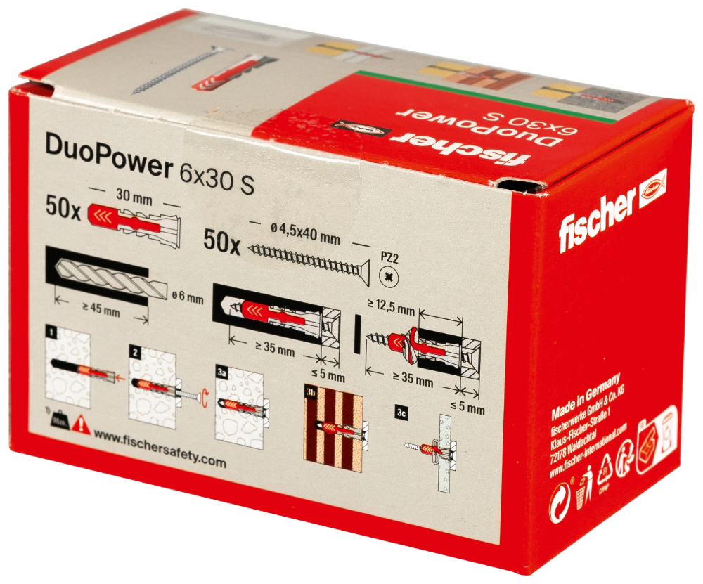 Miniatuur van Fischer DuoPower plug 6x30 met schroef - 50 stuks (535459)