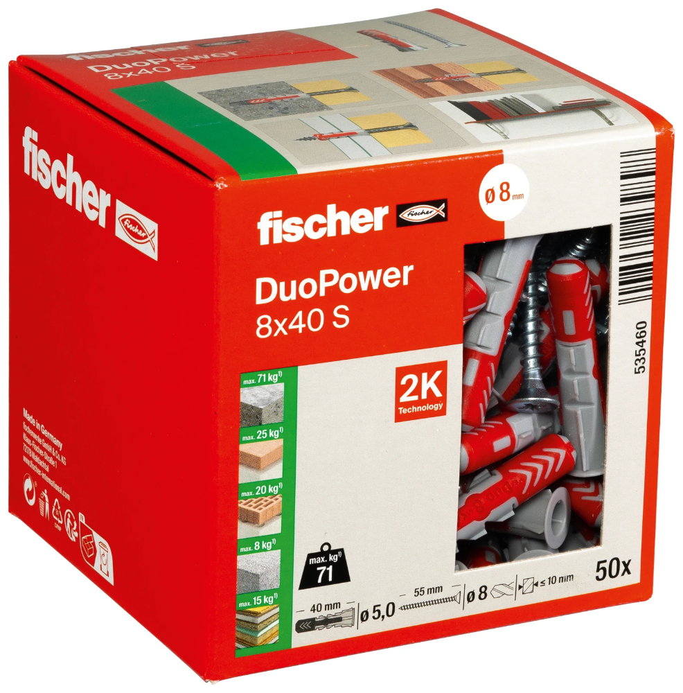 Miniatuur van Fischer DuoPower 8x40 met schroef - 50 stuks (535460)