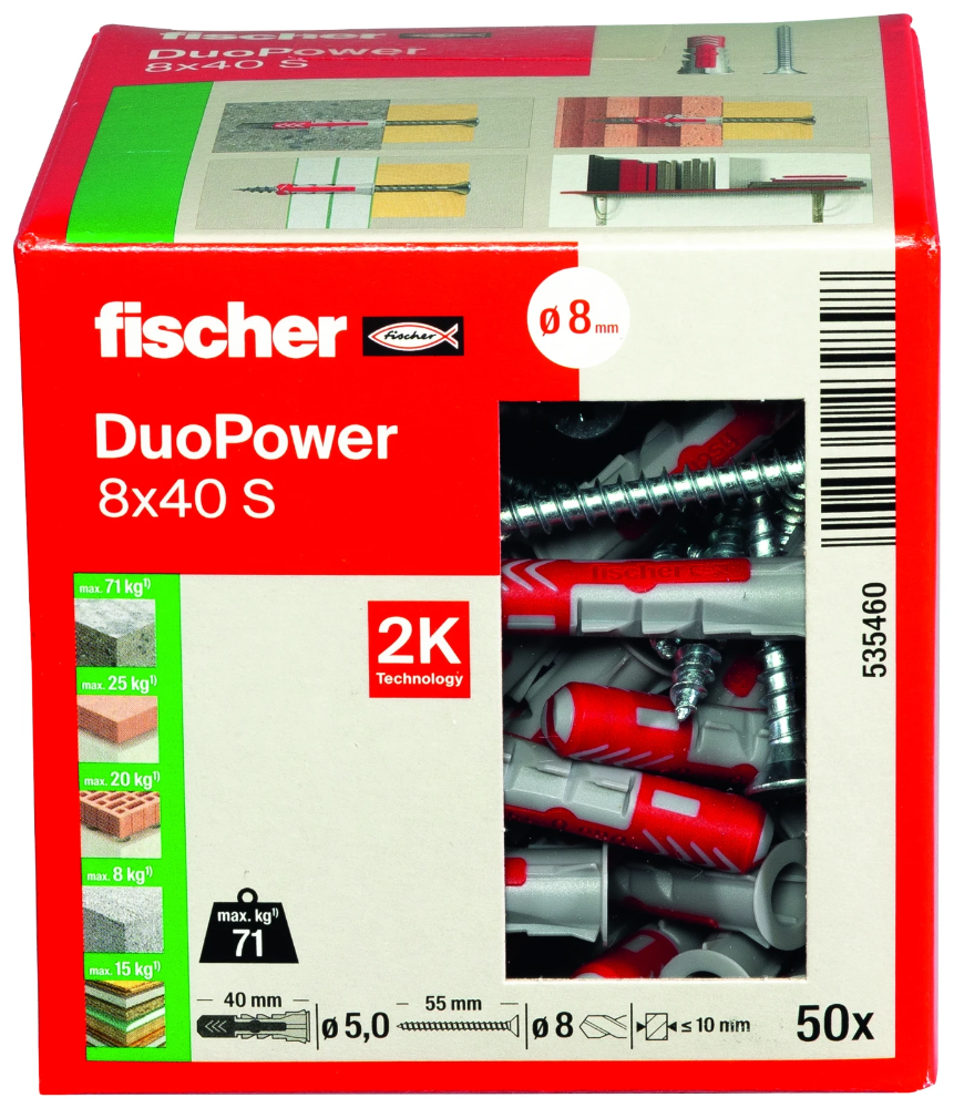 Miniatuur van Fischer DuoPower 8x40 met schroef - 50 stuks (535460)