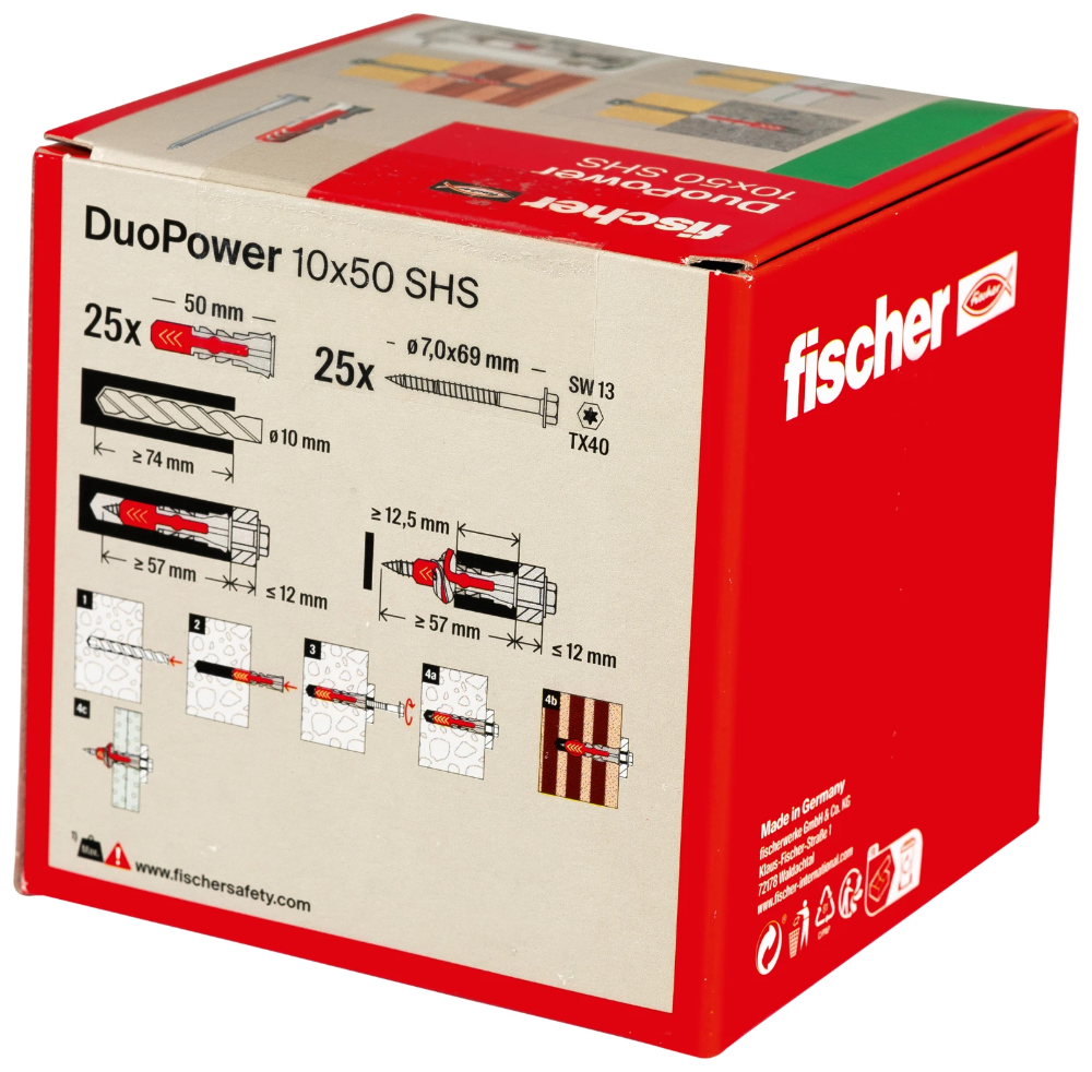 Miniatuur van Fischer DuoPower 10x50 met zeskantschroef - 25 stuks (535461)
