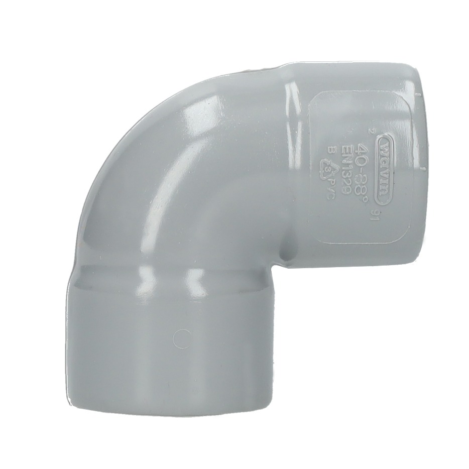 Miniatuur van Wavin Wadal PVC bocht 90° mof-mof lijm 40mm - grijs (3101204009)