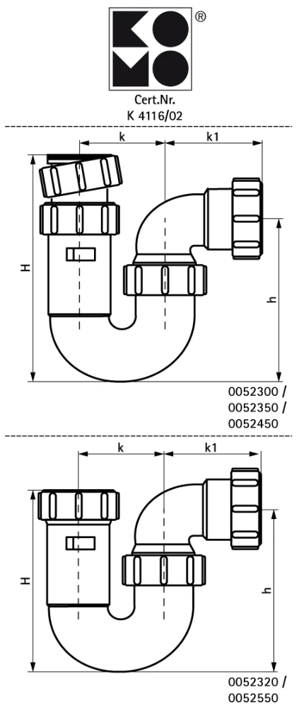 Miniatuur van McAlpine buissifon PP model S 1 1/4"x40mm - wit (0052350)