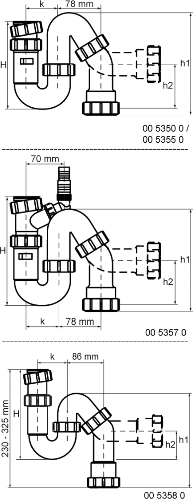 Miniatuur van McAlpine universeel sifon PP model S en P 1 1/2"x40mm - wit (0053550)