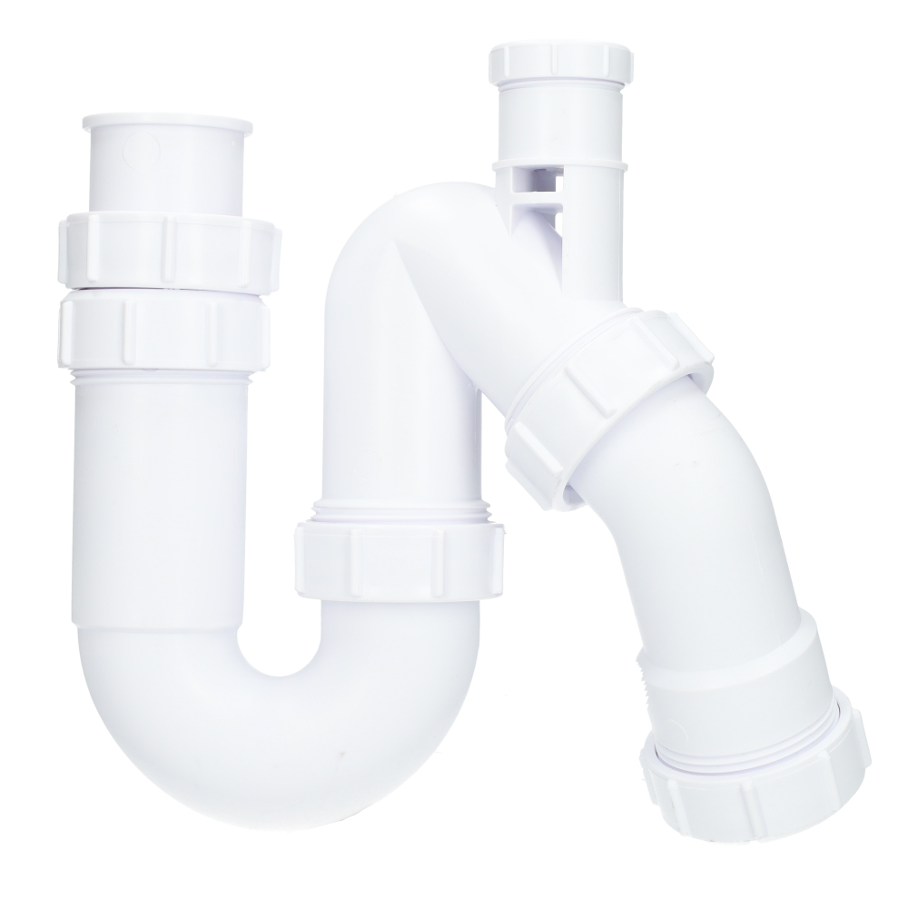 Miniatuur van McAlpine universeel sifon PP model S en P met beluchter 1 1/2"x40mm - wit (0053750)