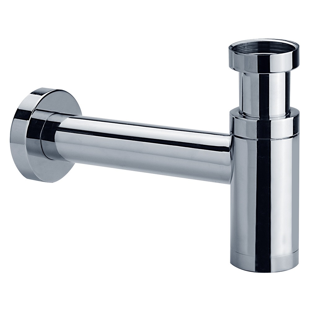 Miniatuur van RAMINEX ruimtebesparende sifon fontein design metaal met buis en rozet 1 1/4"x32mm - chroom (510005)