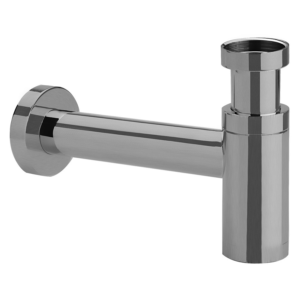 Miniatuur van RAMINEX ruimtebesparende sifon fontein design metaal met buis en rozet 1 1/4"x32mm - rvs (510019)