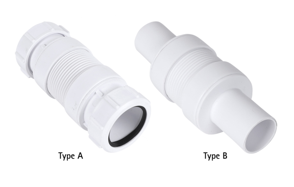 Miniatuur van McAlpine flexibele afvoerbuis PP 2x spie Miniflex 136-186x32mm - wit (0050553)