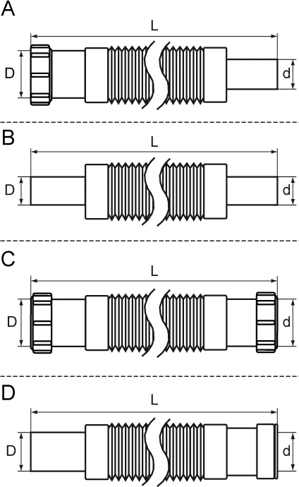 Miniatuur van McAlpine flexibele afvoerbuis PP 2x spie 40x40mm min365mm - max 500mm - wit (0050402)