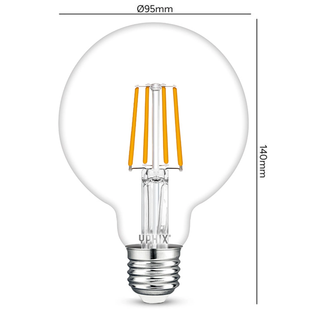 Miniatuur van Yphix LED lamp filament bol E27 8W 806lm warm wit 2700K dimbaar (50510430)
