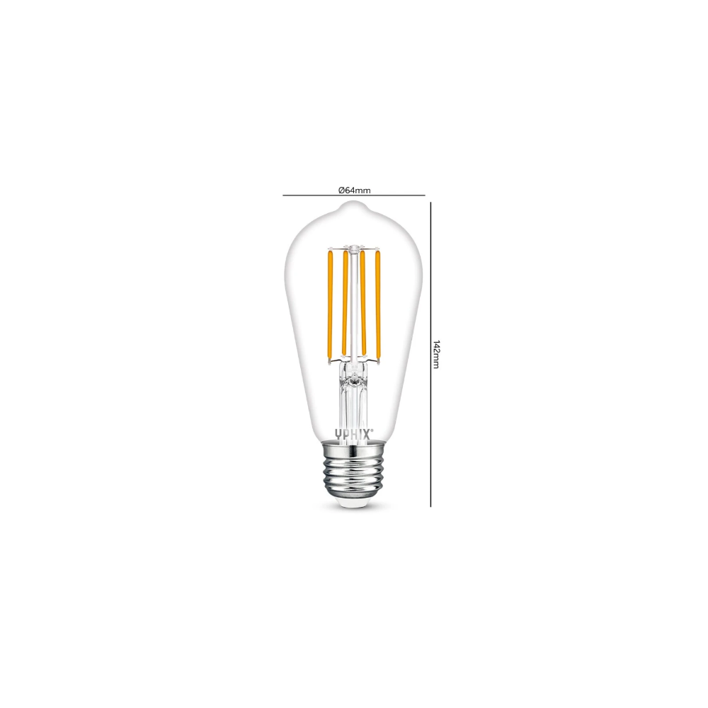 Miniatuur van Yphix LED lamp filament edison E27 8W 806lm warm wit 2700K dimbaar (50510451)