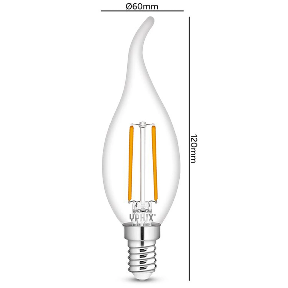 Miniatuur van Yphix LED lamp filament helder kaars E14 2.5W 245lm warm wit 2700K (50510611)