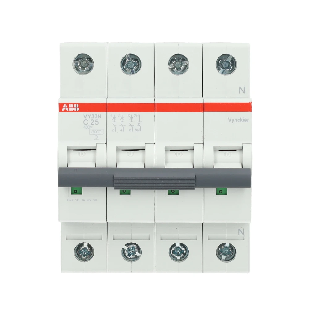 Miniatuur van ABB Vynckier automaat 3-polig + nul 25A C-curve (VY33NC25)