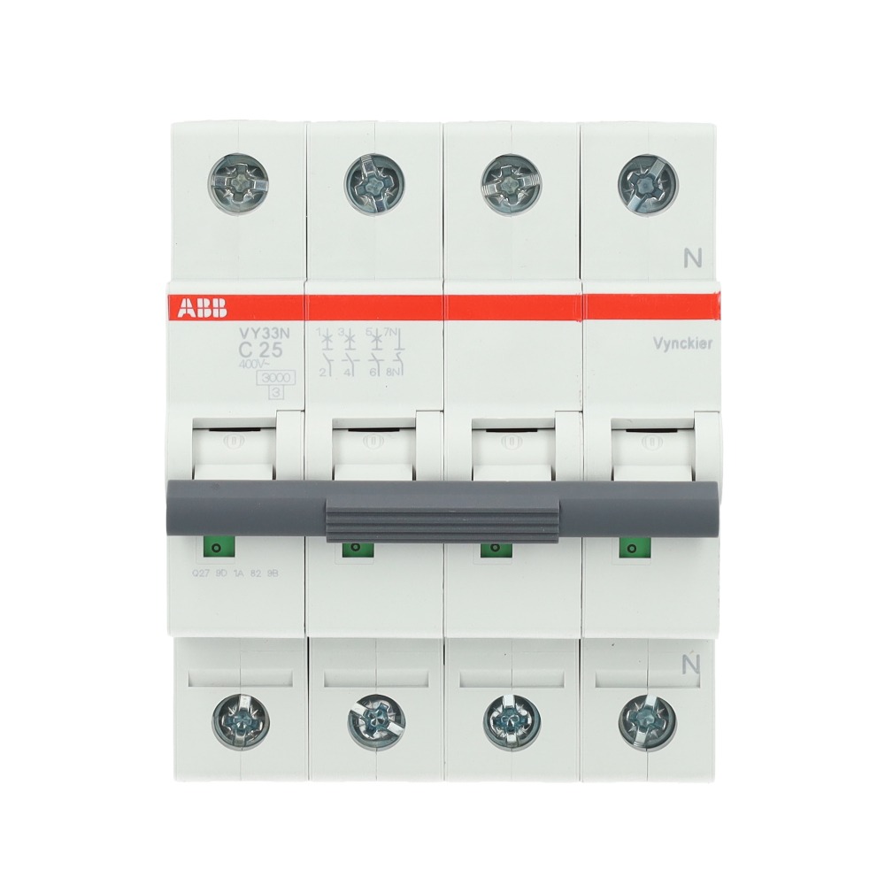 Miniatuur van ABB Vynckier automaat 3-polig + nul 25A C-curve (VY33NC25)