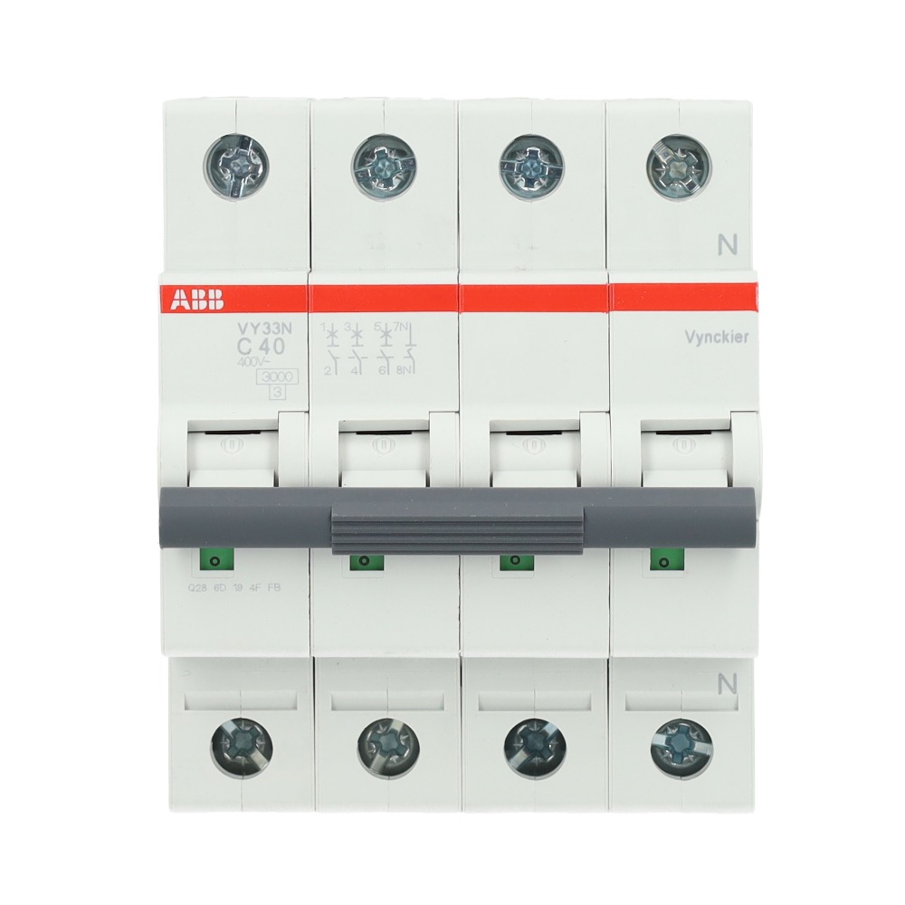 Miniatuur van ABB Vynckier automaat 3-polig + nul 40A C-curve (VY33NC40)
