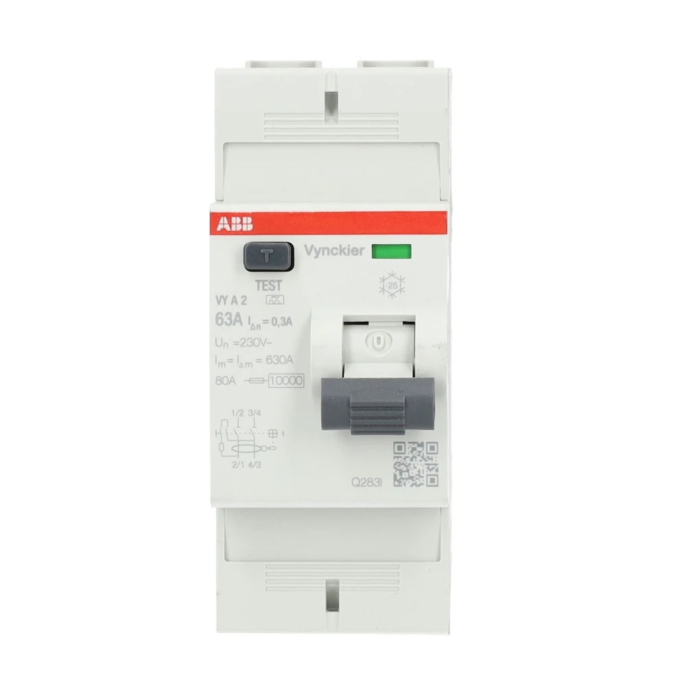Miniatuur van ABB Vynckier differentieelschakelaar 2-polig 63A 30mA type A (VYA263/030)