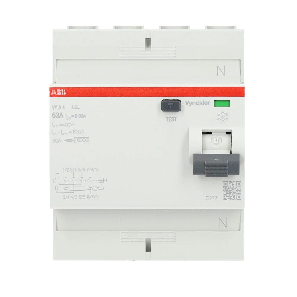 Miniatuur van ABB Vynckier differentieelschakelaar 4-polig 63A 300mA type A (VYA463/300)