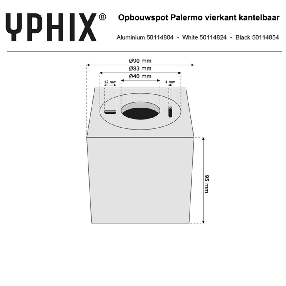 Miniatuur van Yphix opbouwspot kantelbaar enkel vierkant aluminium GU10 (50114804)