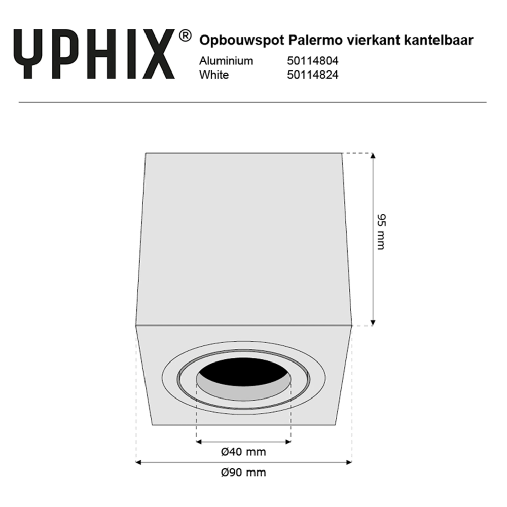 Miniatuur van Yphix opbouwspot kantelbaar enkel vierkant zwart GU10 (50114854)