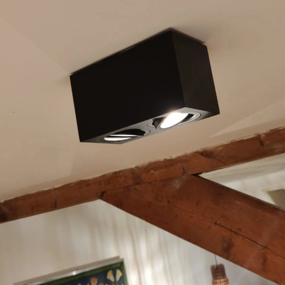 Miniatuur van Yphix opbouwspot kantelbaar dubbel vierkant zwart GU10 (50114856)