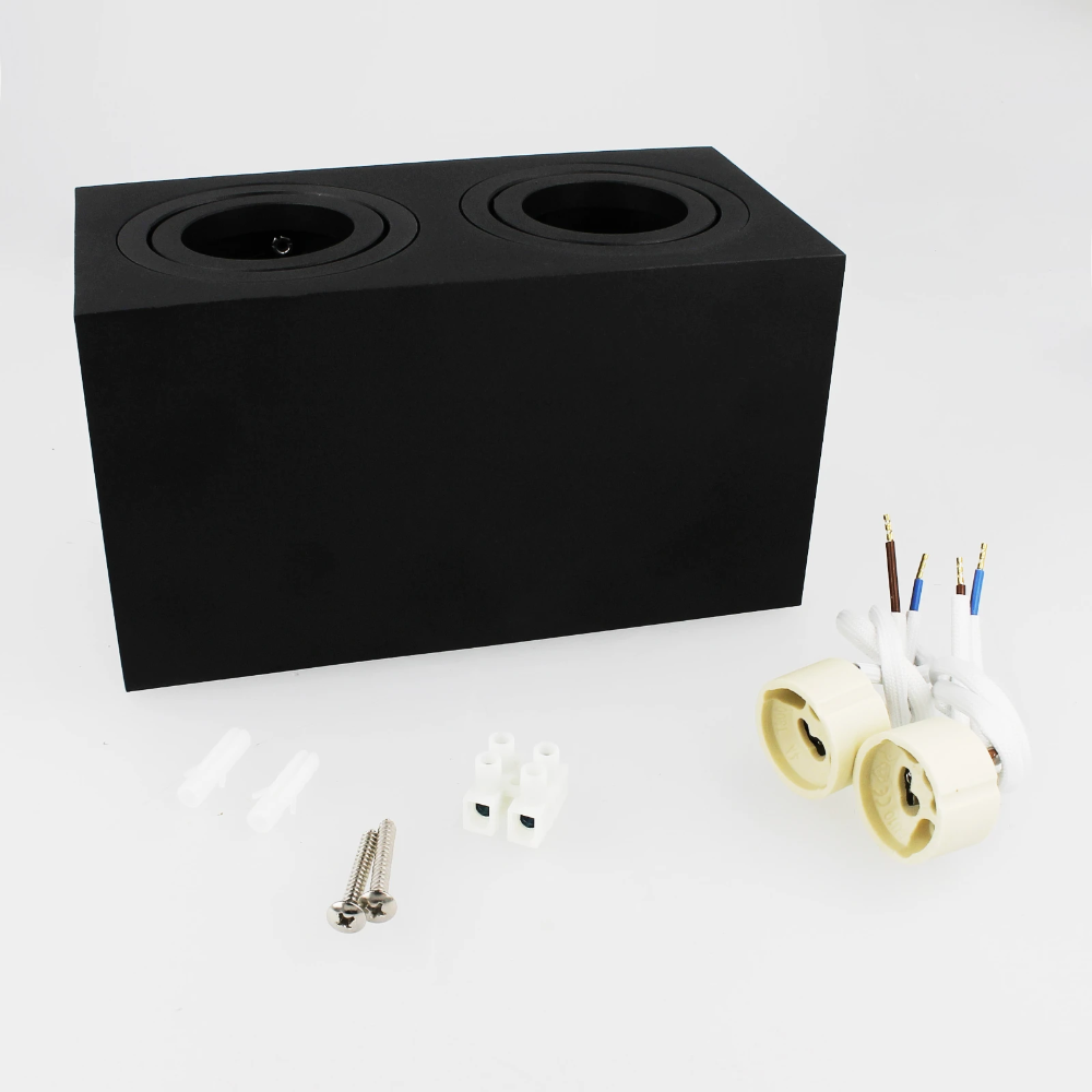 Miniatuur van Yphix opbouwspot kantelbaar dubbel vierkant zwart GU10 (50114856)