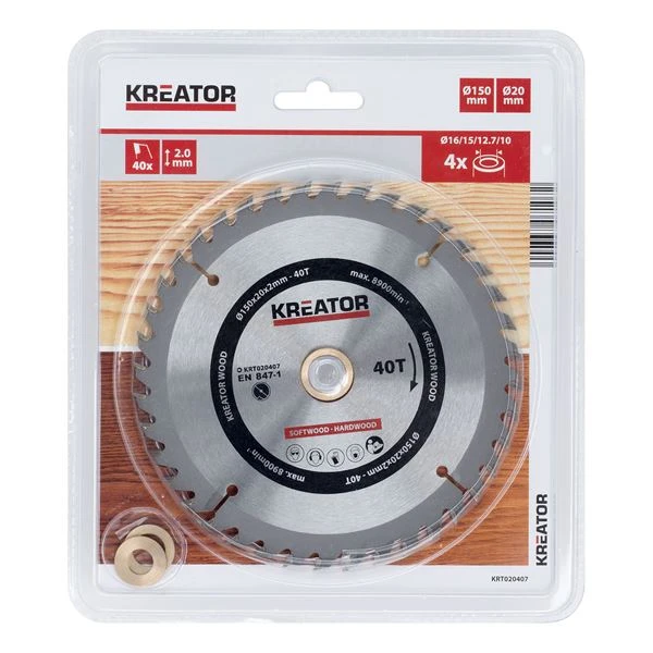 Miniatuur van Kreator cirkelzaagblad Ø 150x20x2mm 40T Wood (KRT020407)