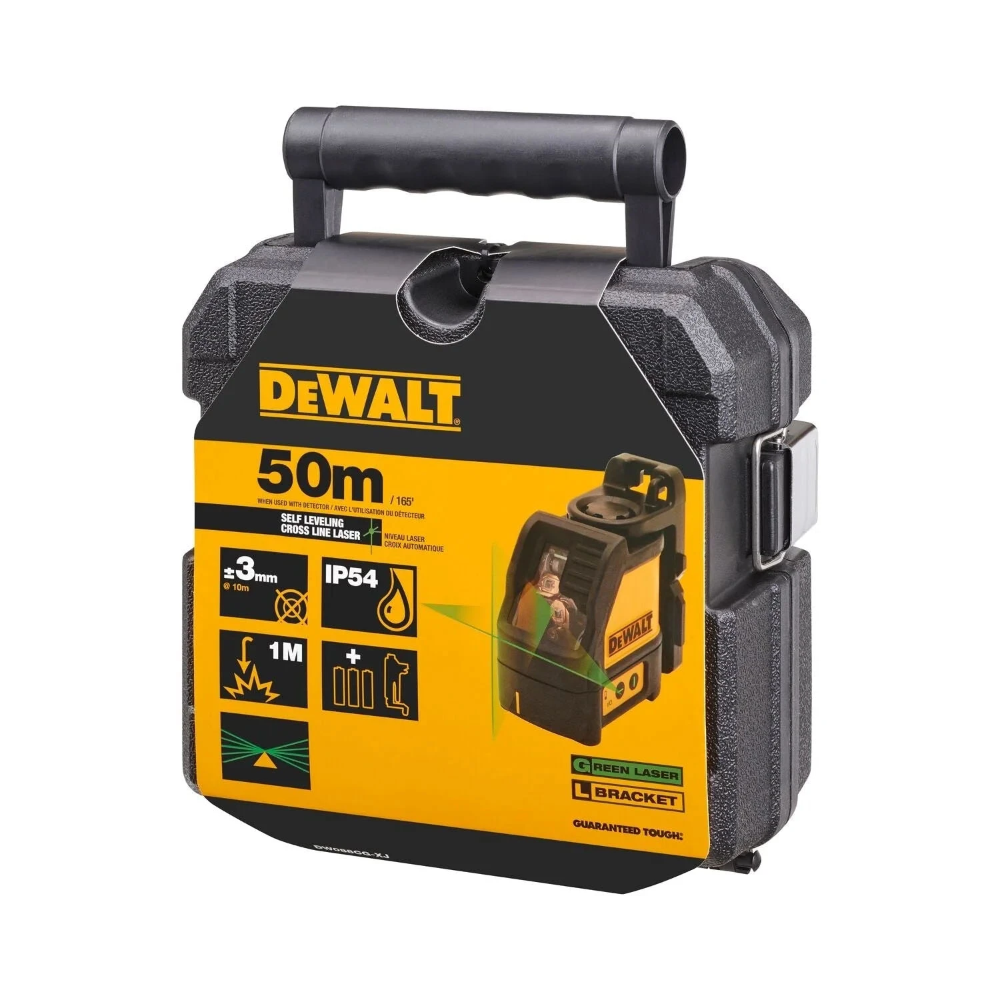 Miniatuur van DeWALT kruislijnlaser 2 stralen groen 15 meter AA met beugel (DW088CG-XJ)