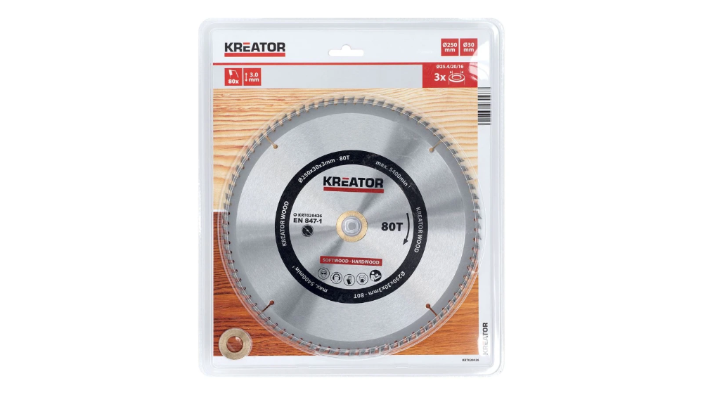 Miniatuur van Kreator cirkelzaagblad Ø 250x30x3mm 80T Wood (KRT020426)