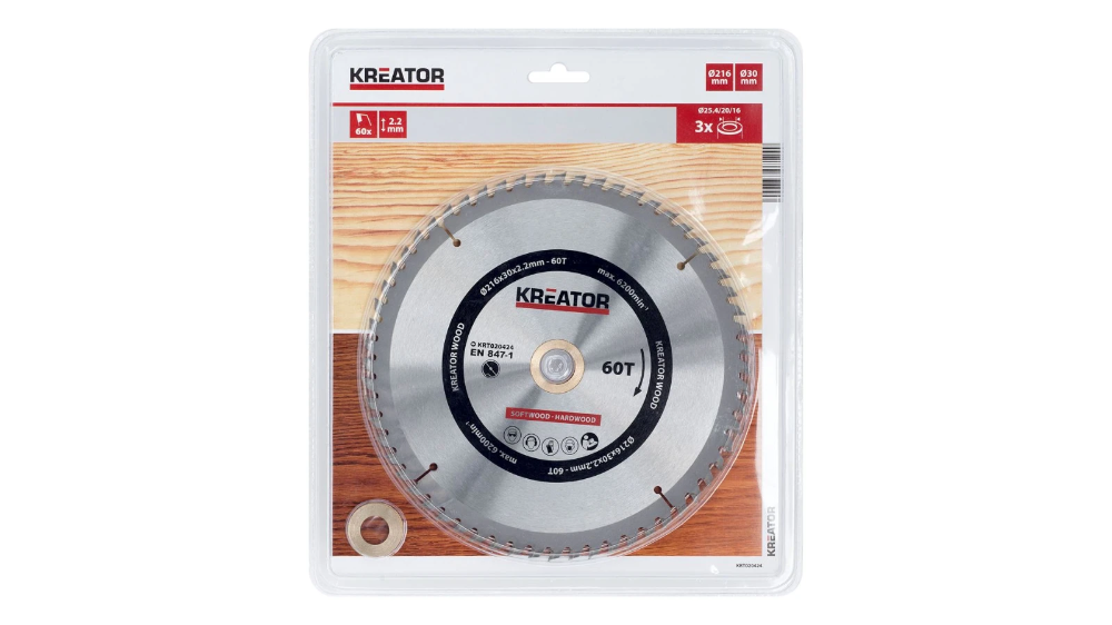 Miniatuur van Kreator cirkelzaagblad Ø 216x30x2.2mm 60T Wood (KRT020424)