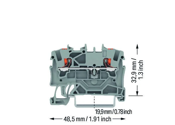 Miniatuur van Wago rijgklem 2-draads 1.5mm met drukknop grijs per 100 stuks (2201-1201)