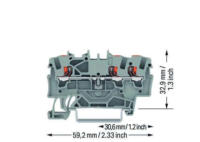 Miniatuur van Wago rijgklem 3-draads 1.5mm met drukknop grijs per 100 stuks (2201-1301)