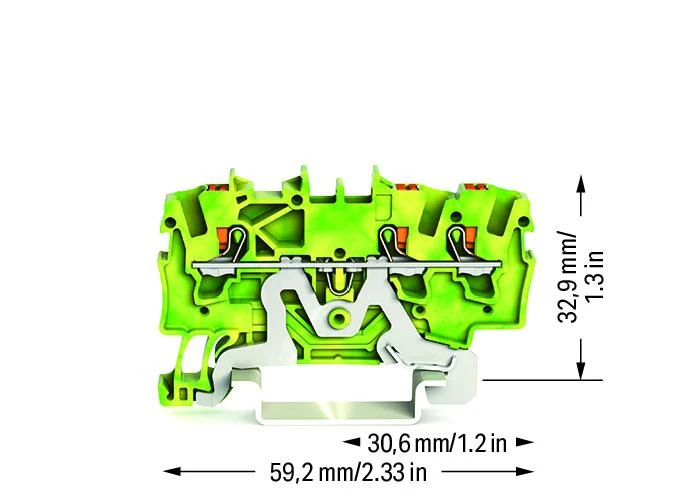 Miniatuur van Wago aardklem 3-draads 1.5mm met drukknop groen/geel per 100 stuks (2201-1307)