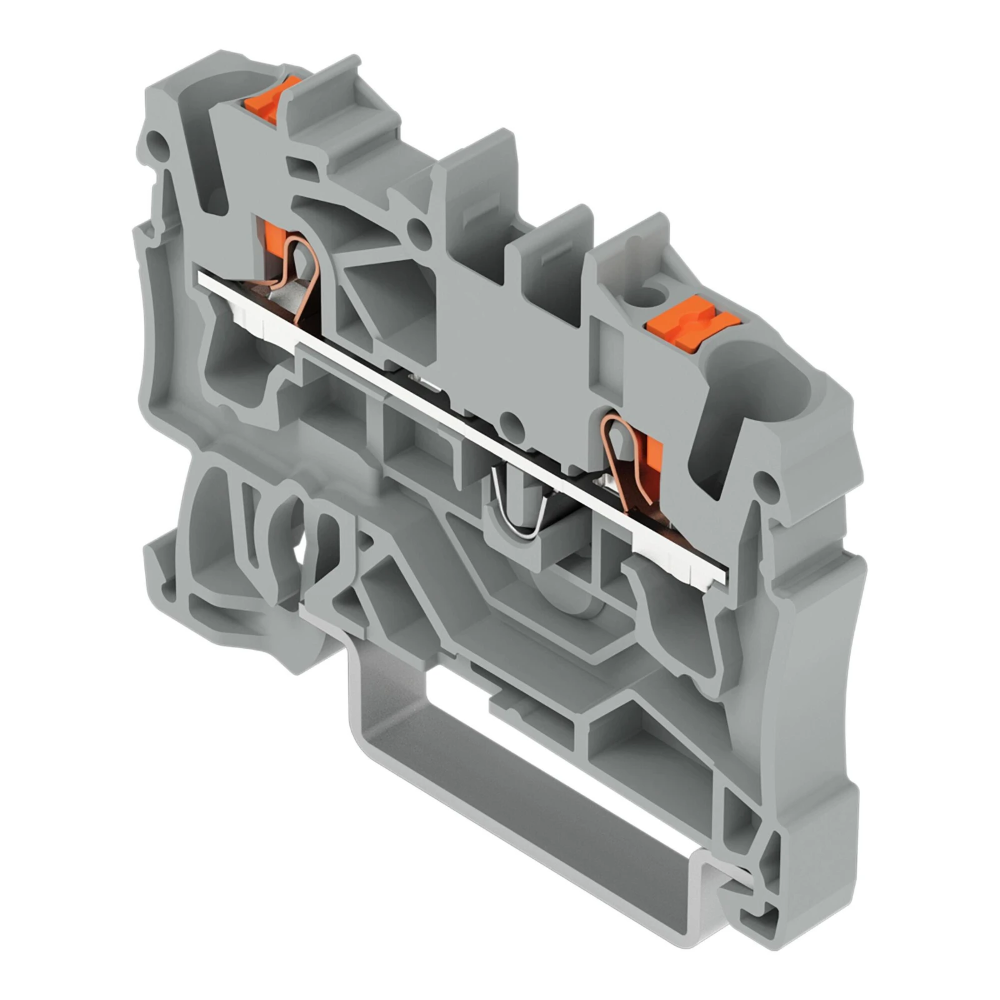 Miniatuur van Wago rijgklem 2-draads 2.5mm met drukknop grijs per 100 stuks (2202-1201)