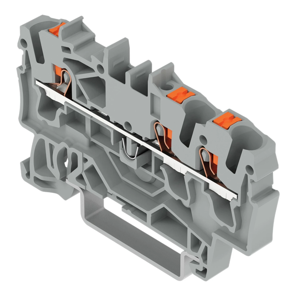 Miniatuur van Wago rijgklem 3-draads 2.5mm met drukknop grijs per 100 stuks (2202-1301)
