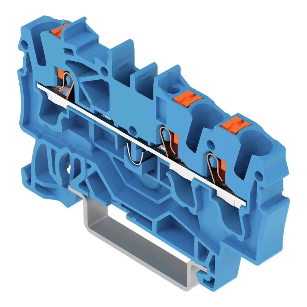 Miniatuur van Wago rijgklem 3-draads 2.5mm met drukknop blauw (2202-1304)
