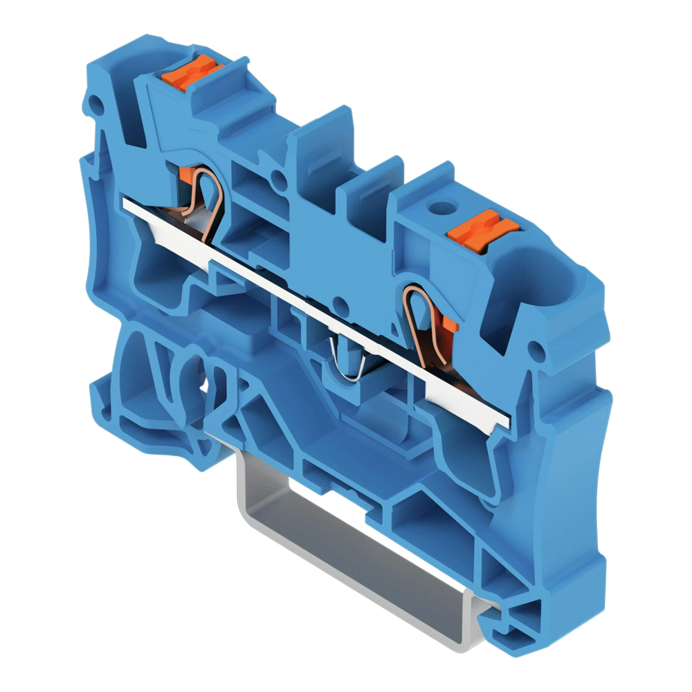 Miniatuur van Wago rijgklem 2-draads 4mm met drukknop blauw (2204-1204)