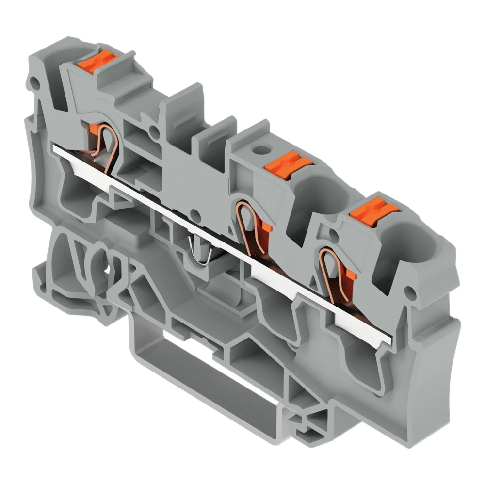 Miniatuur van Wago rijgklem 3-draads 4mm met drukknop grijs (2204-1301)