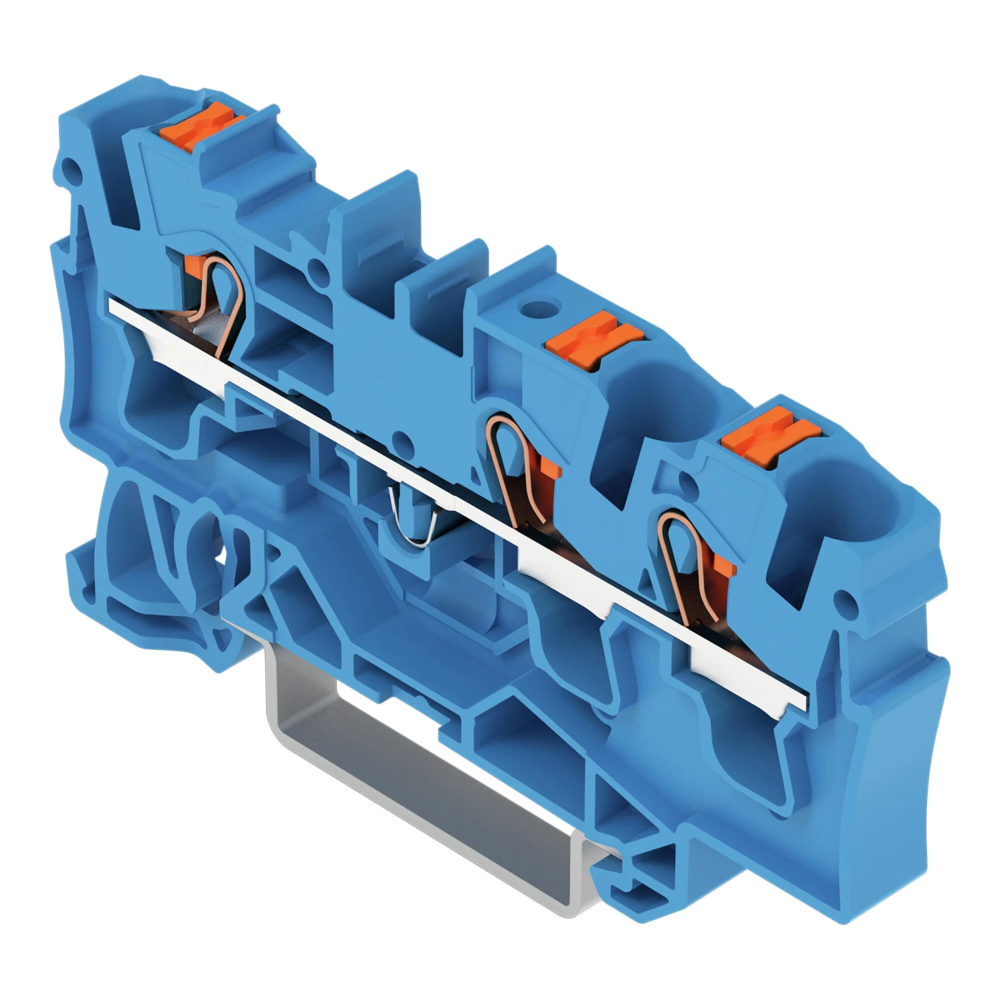 Miniatuur van Wago rijgklem 3-draads 4mm met drukknop blauw per 100 stuks (2204-1304)